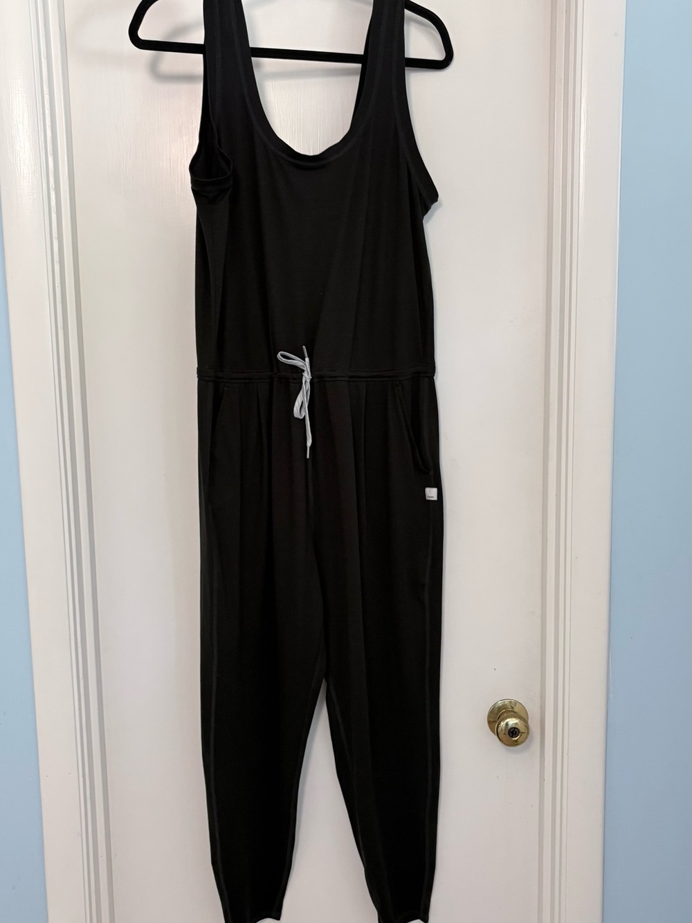 Vuori Black Sleeveless Jumpsuit with Drawstring Waist